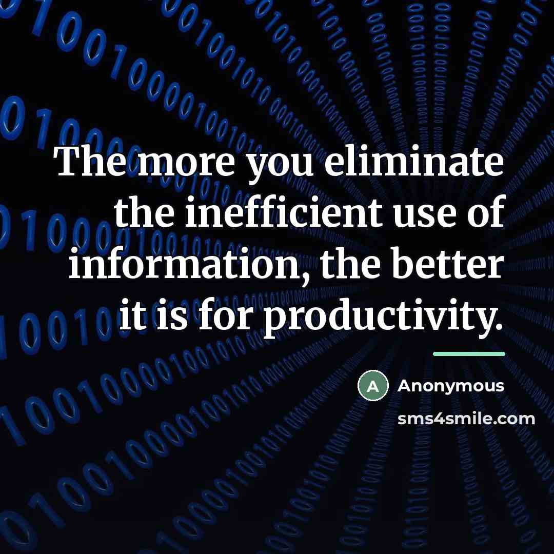 “The more you eliminate the inefficient use of information, the…” quote by Anonymous