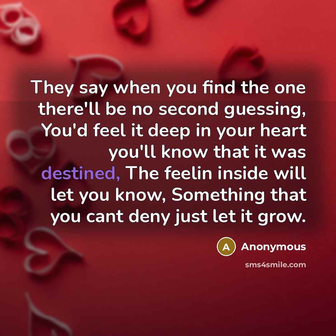 “They say when you find the one there'll be no…” quote by Anonymous