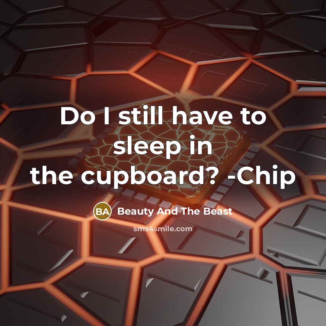 “Do I still have to sleep in the cupboard? -Chip…” quote by Beauty And The Beast