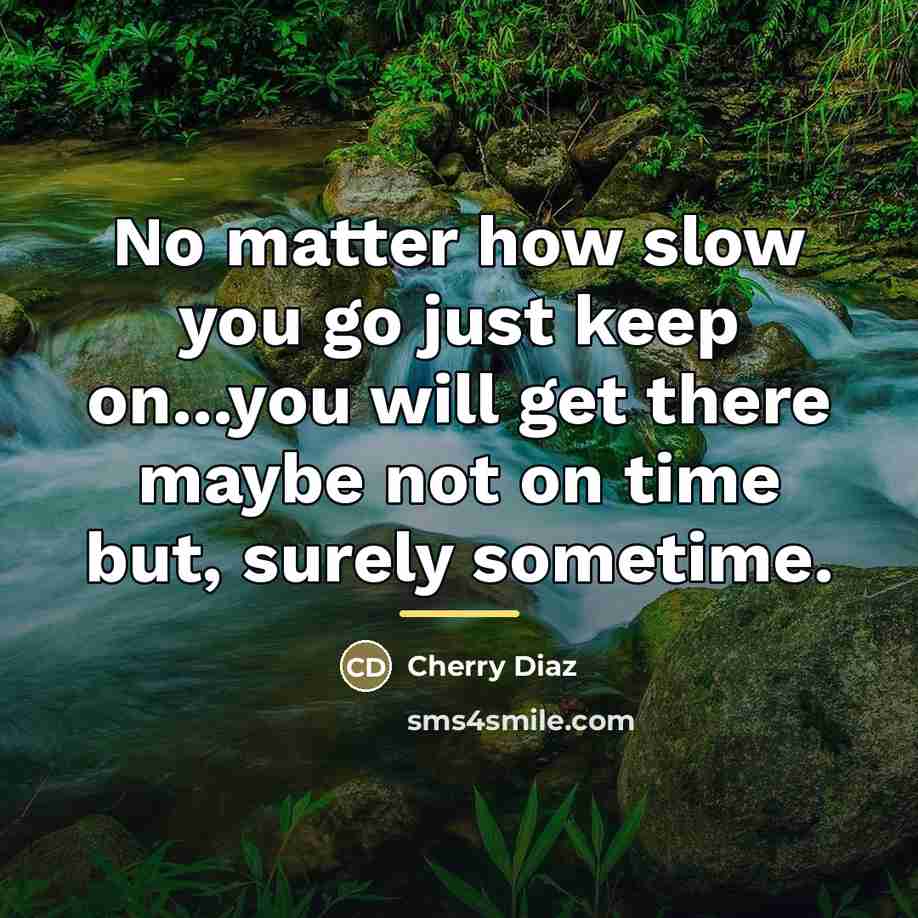 “No matter how slow you go just keep on...you will…” quote by Cherry Diaz