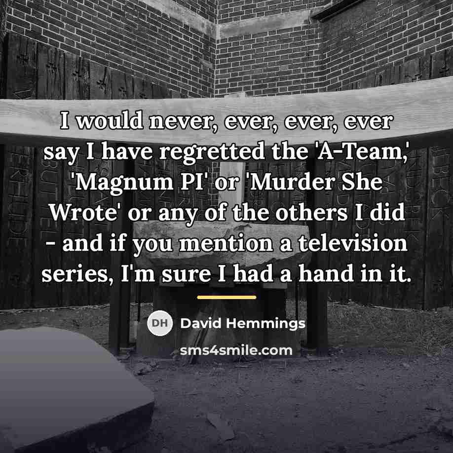 “I would never, ever, ever, ever say I have regretted…” quote by David Hemmings