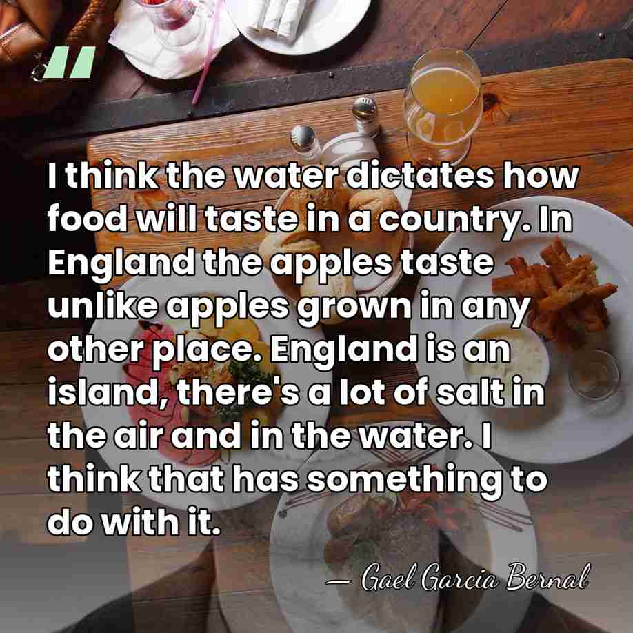 I think the water dictates how food will taste in a country.&hellip; - Gael Garcia Bernal