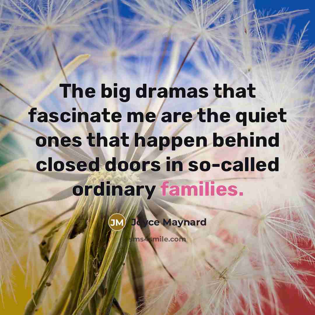 “The big dramas that fascinate me are the quiet ones…” quote by Joyce Maynard