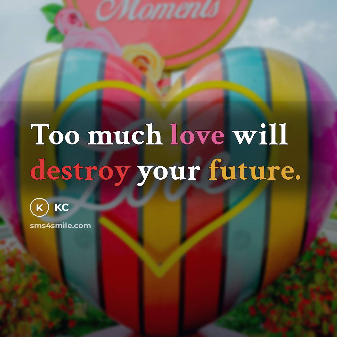 “Too much love will destroy your future.” quote by KC
