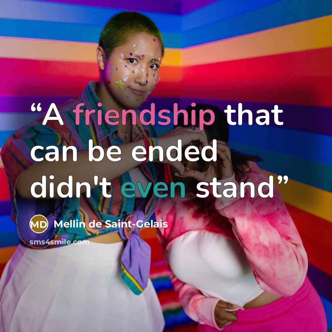 “A friendship that can be ended didn't even stand” quote by Mellin de Saint-Gelais