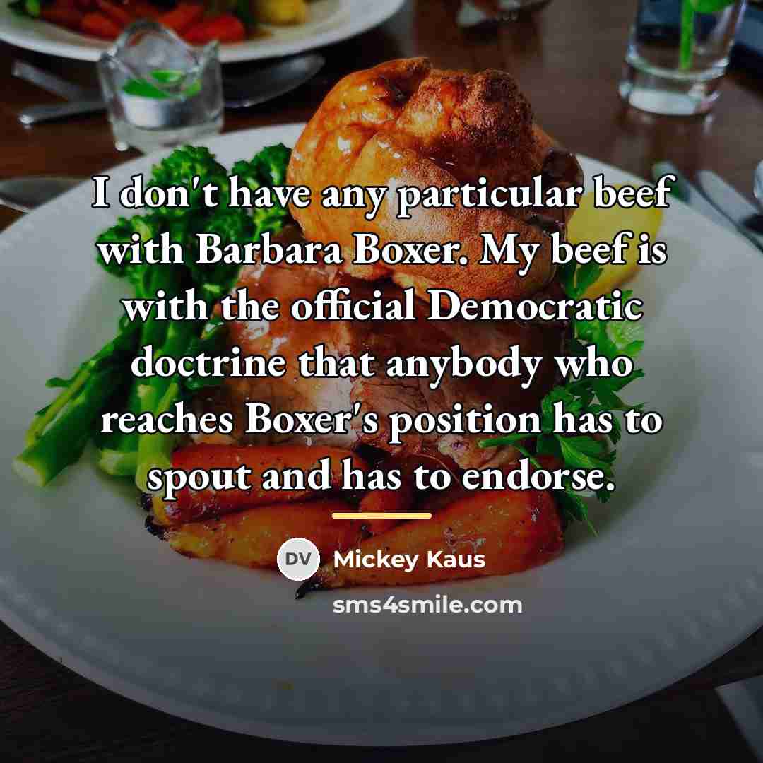 “I don't have any particular beef with Barbara Boxer. My…” quote by Mickey Kaus