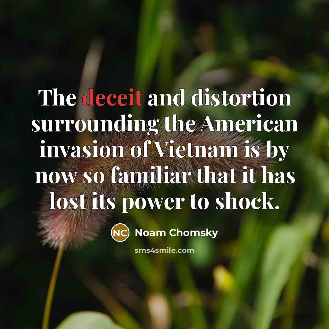 “The deceit and distortion surrounding the American invasion of Vietnam…” quote by Noam Chomsky