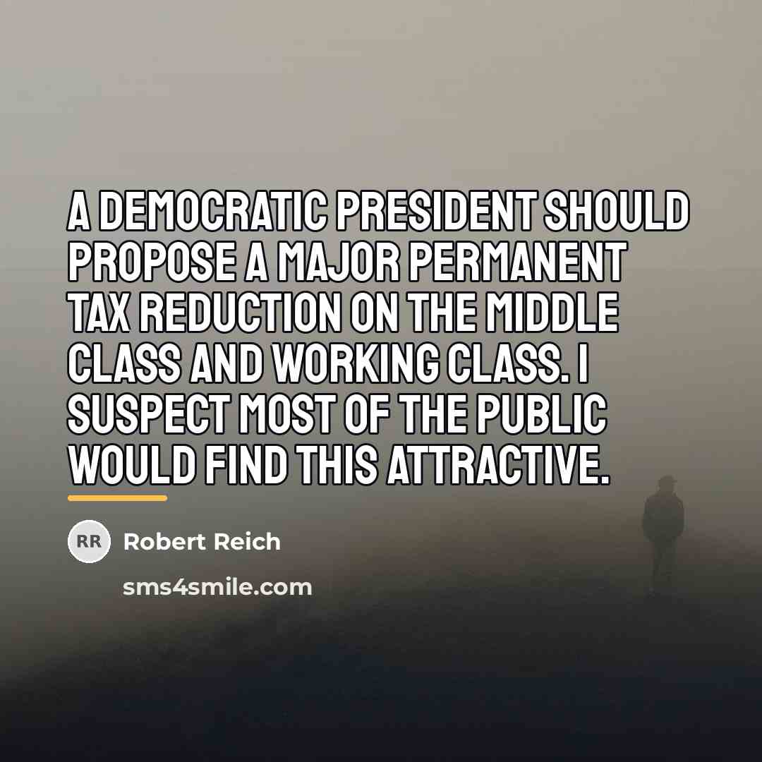 “A Democratic president should propose a major permanent tax reduction…” quote by Robert Reich