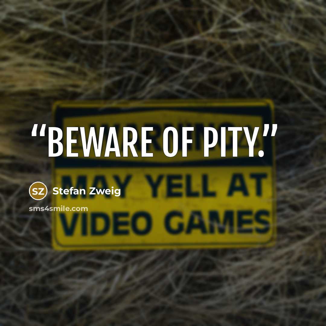 “Beware of pity.” quote by Stefan Zweig