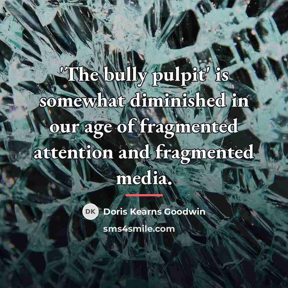 “'The bully pulpit' is somewhat diminished in our age of…” quote by Doris Kearns Goodwin