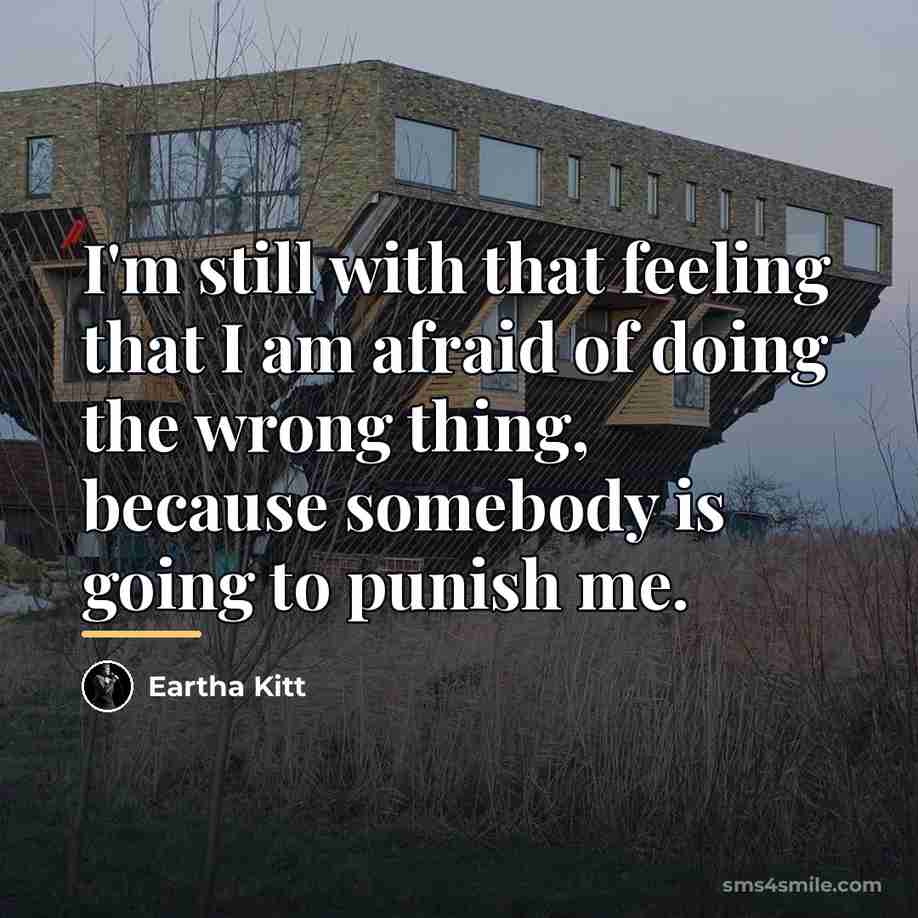 “I'm still with that feeling that I am afraid of…” quote by Eartha Kitt