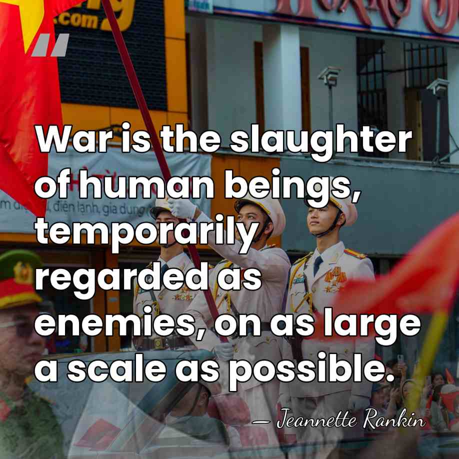 War is the slaughter of human beings, temporarily regarded as enemies, on&hellip; - Jeannette Rankin