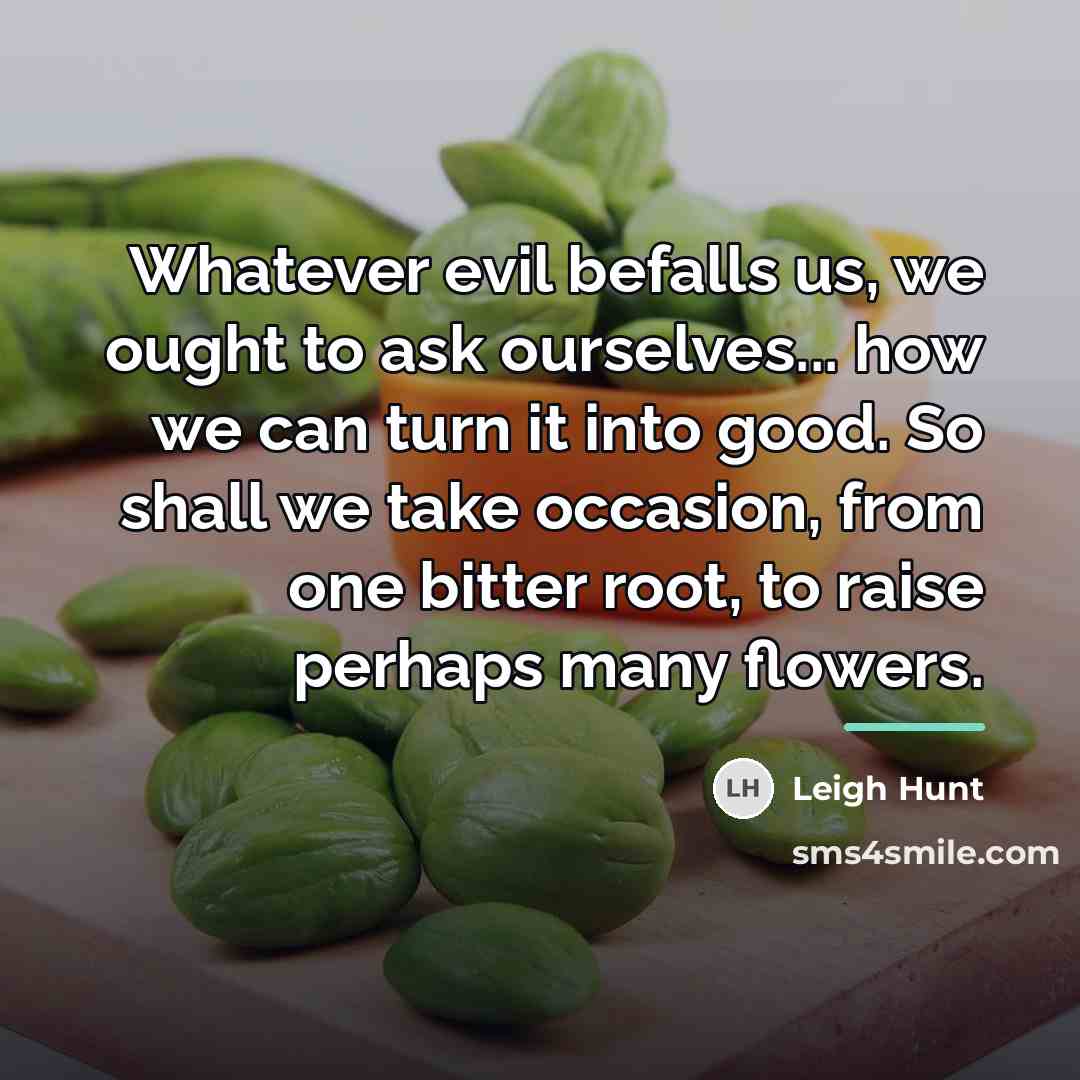 “Whatever evil befalls us, we ought to ask ourselves... how…” quote by Leigh Hunt