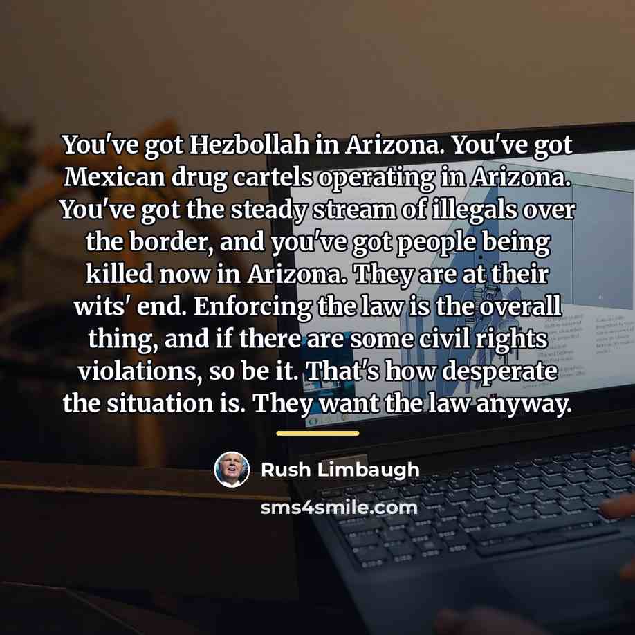 “You've got Hezbollah in Arizona. You've got Mexican drug cartels…” quote by Rush Limbaugh