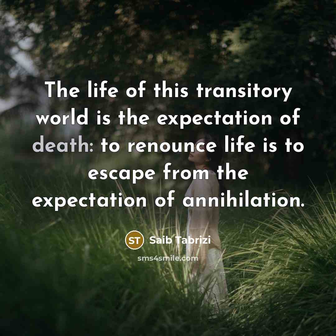 “The life of this transitory world is the expectation of…” quote by Saib Tabrizi