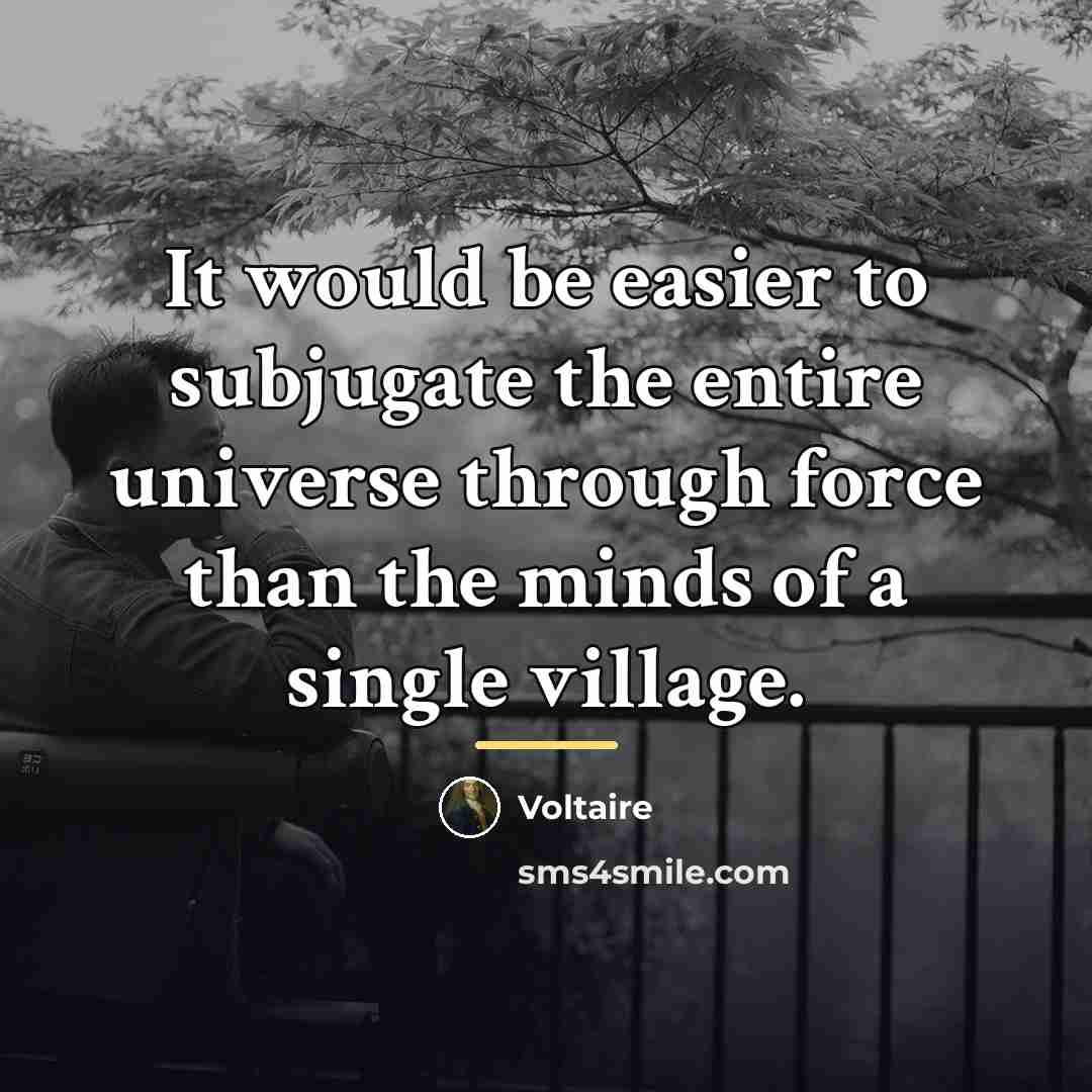 “It would be easier to subjugate the entire universe through…” quote by Voltaire