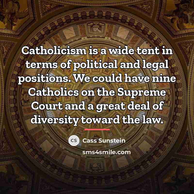 “Catholicism is a wide tent in terms of political and…” quote by Cass Sunstein