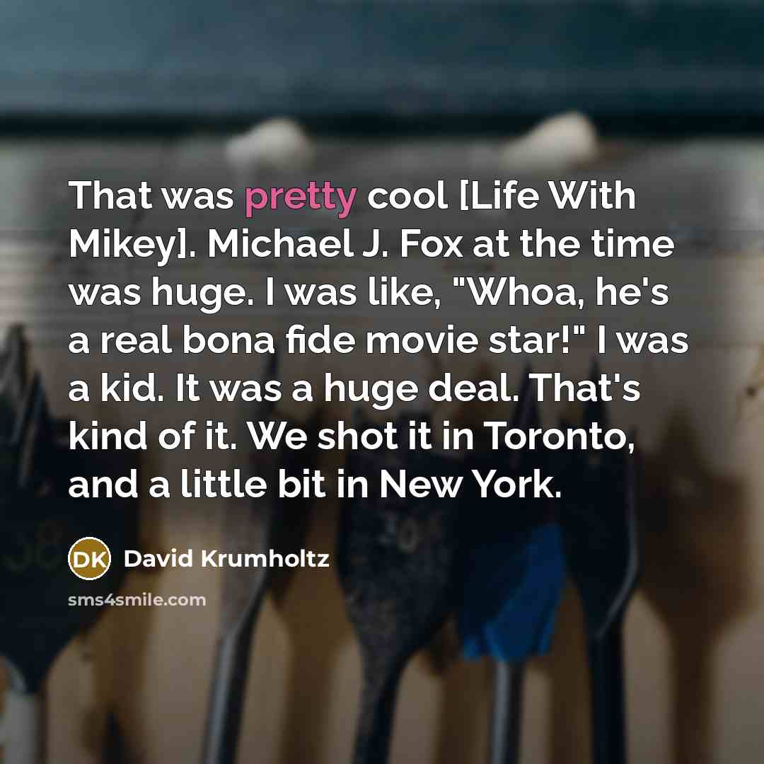 “That was pretty cool [Life With Mikey]. Michael J. Fox…” quote by David Krumholtz