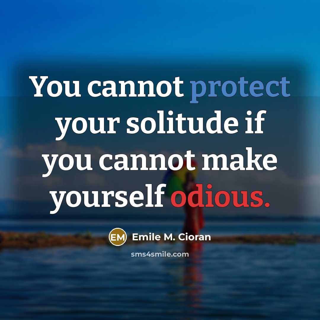 “You cannot protect your solitude if you cannot make yourself…” quote by Emile M. Cioran