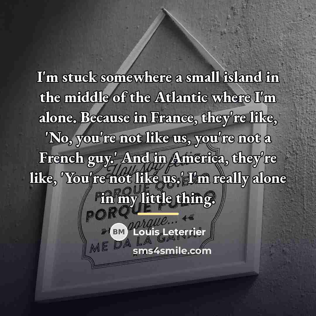 “I'm stuck somewhere a small island in the middle of…” quote by Louis Leterrier