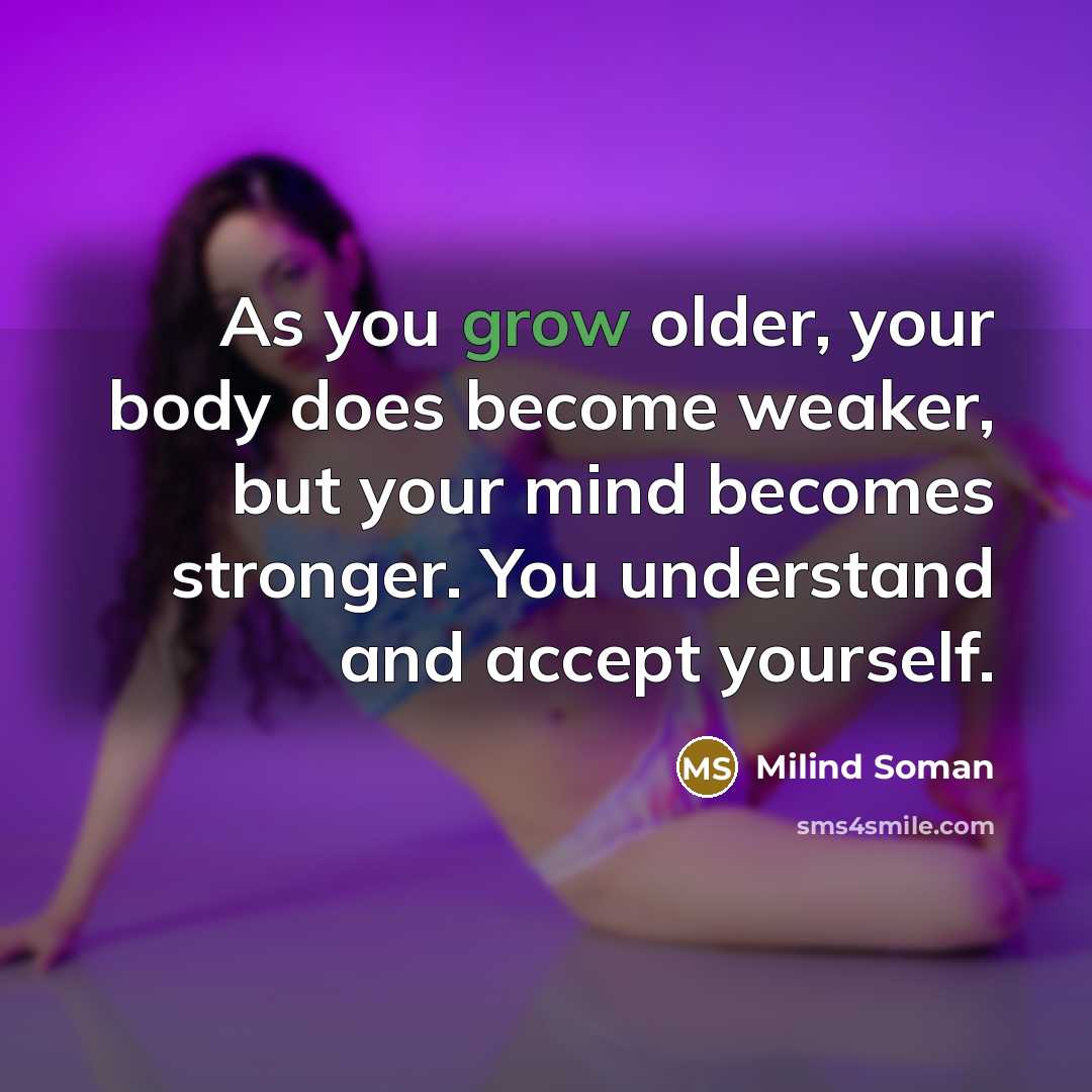 “As you grow older, your body does become weaker, but…” quote by Milind Soman
