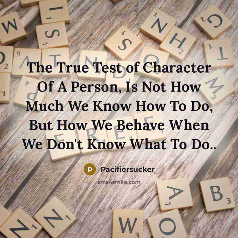 “The True Test of Character Of A Person, Is Not…” quote by Pacifiersucker