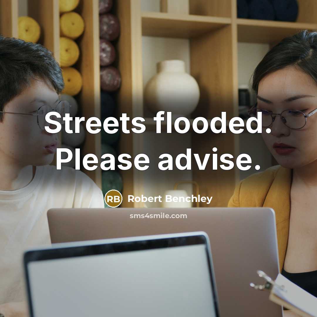 “Streets flooded. Please advise.…” quote by Robert Benchley