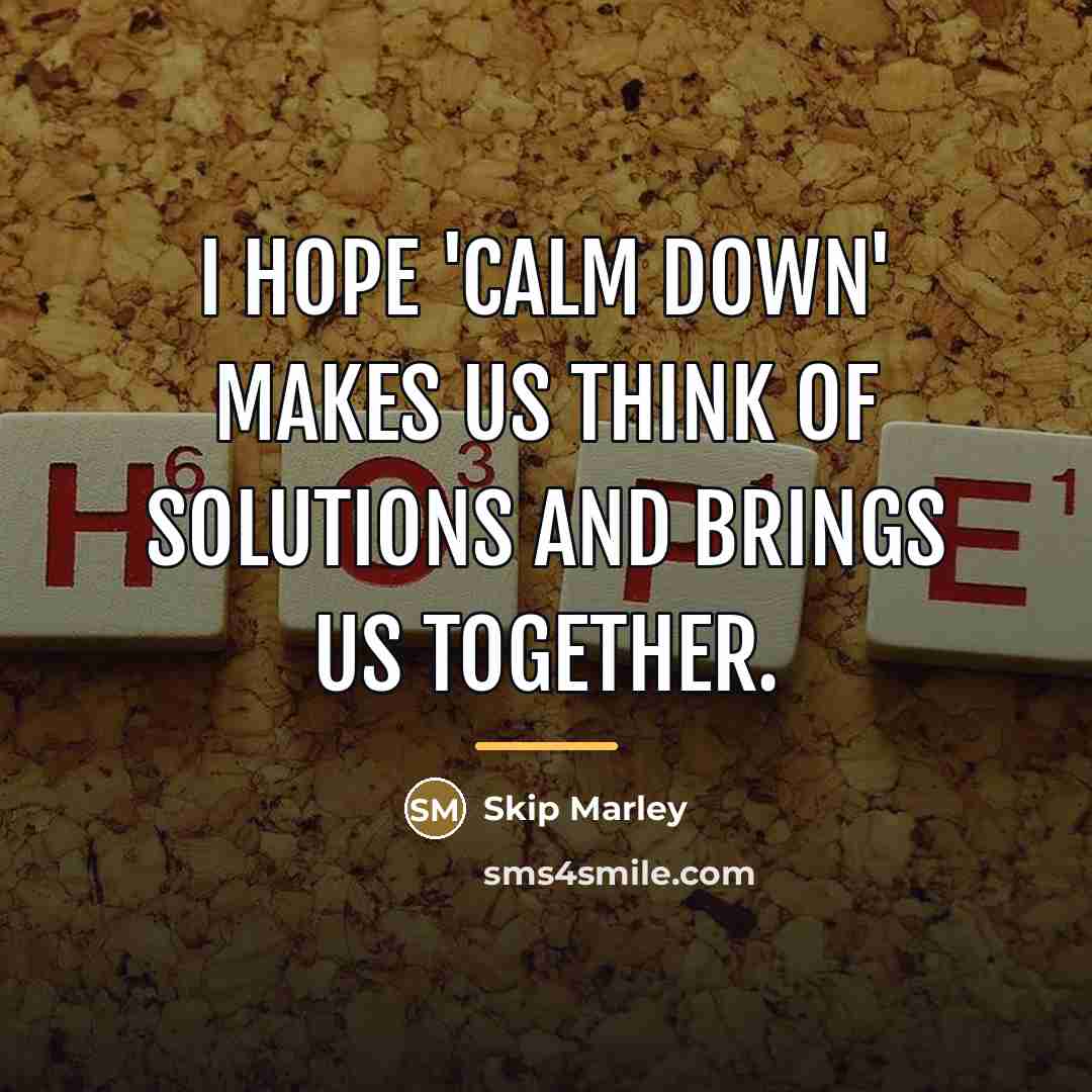 “I hope 'Calm Down' makes us think of solutions and…” quote by Skip Marley