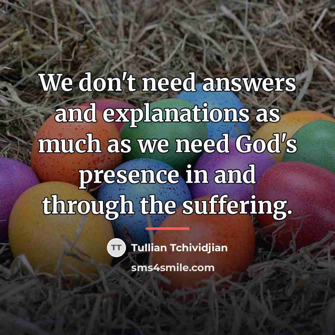 “We don't need answers and explanations as much as we…” quote by Tullian Tchividjian
