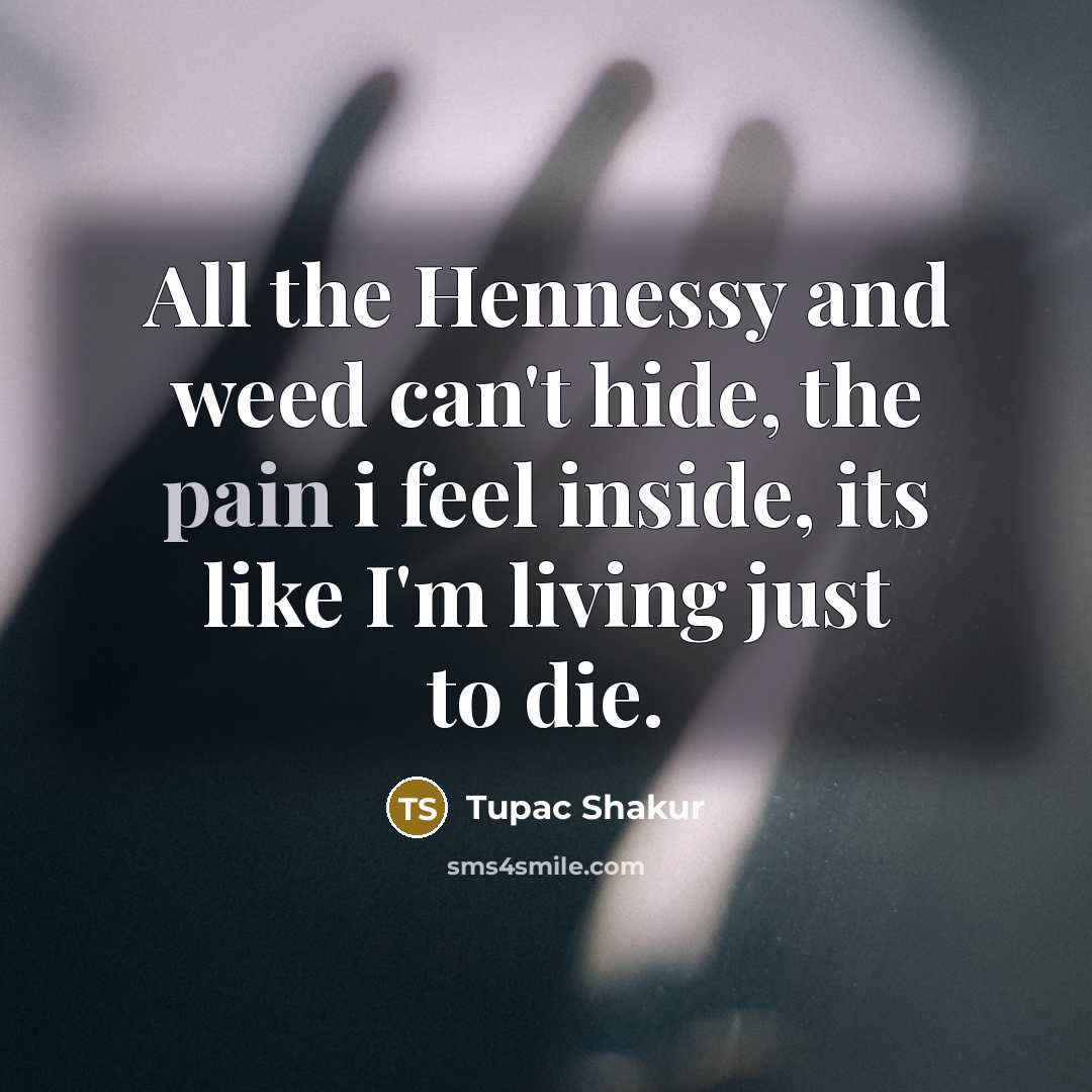 “All the Hennessy and weed can't hide, the pain i…” quote by Tupac Shakur