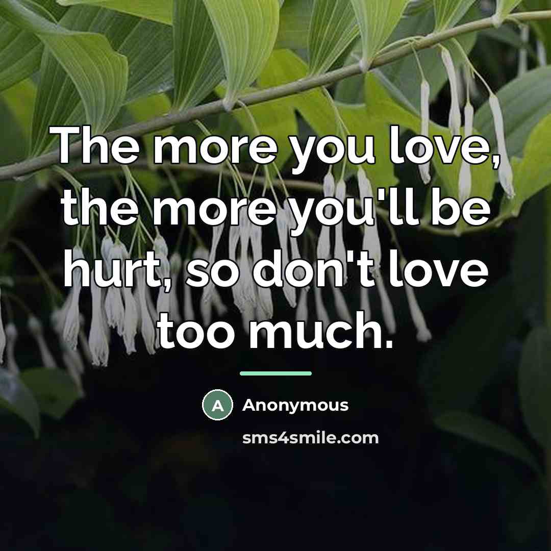 “The more you love, the more you'll be hurt, so…” quote by Anonymous