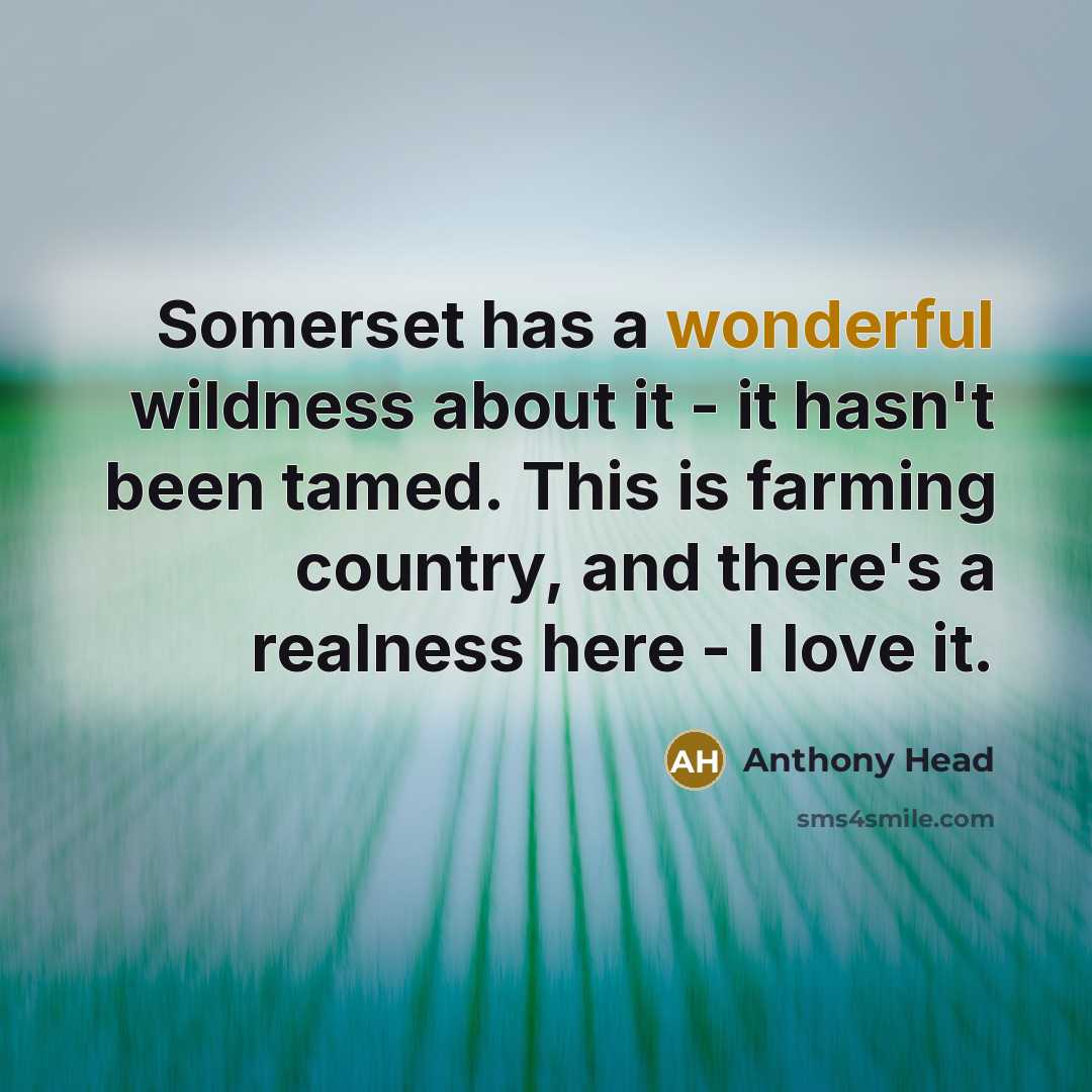 “Somerset has a wonderful wildness about it - it hasn't…” quote by Anthony Head