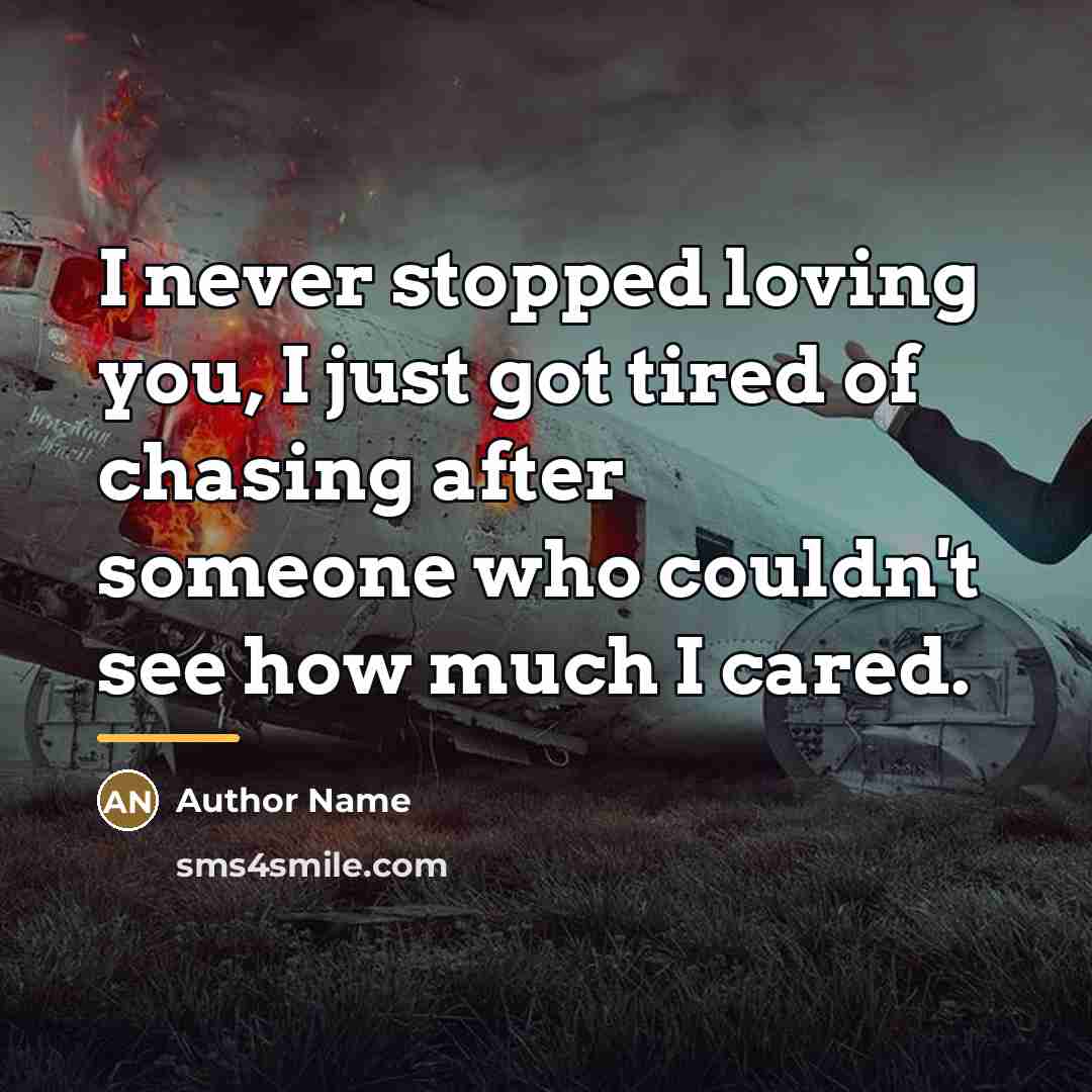“I never stopped loving you, I just got tired of…” quote by Author Name