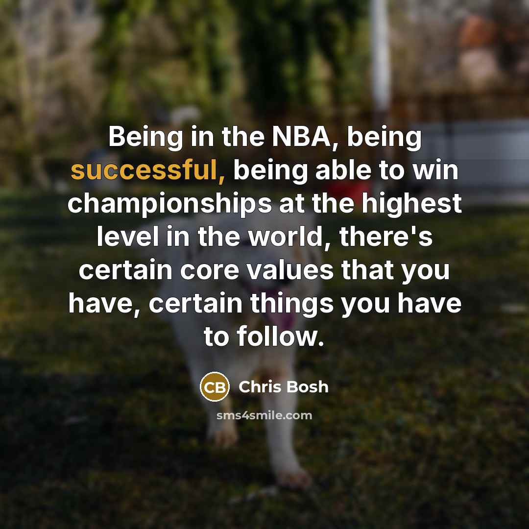 “Being in the NBA, being successful, being able to win…” quote by Chris Bosh