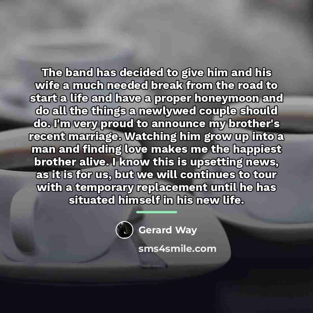 “The band has decided to give him and his wife…” quote by Gerard Way