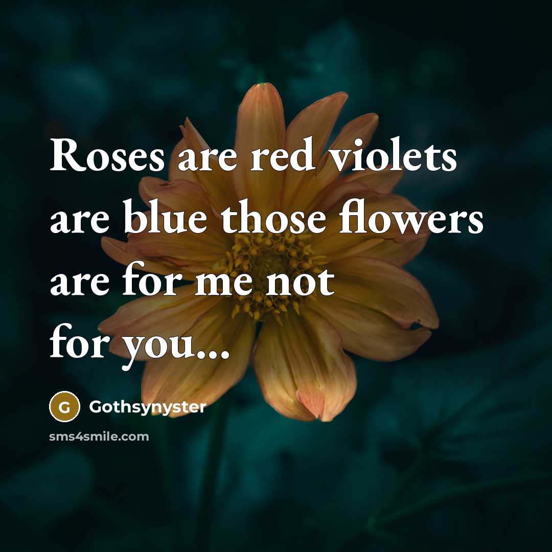 “Roses are red violets are blue those flowers are for…” quote by Gothsynyster