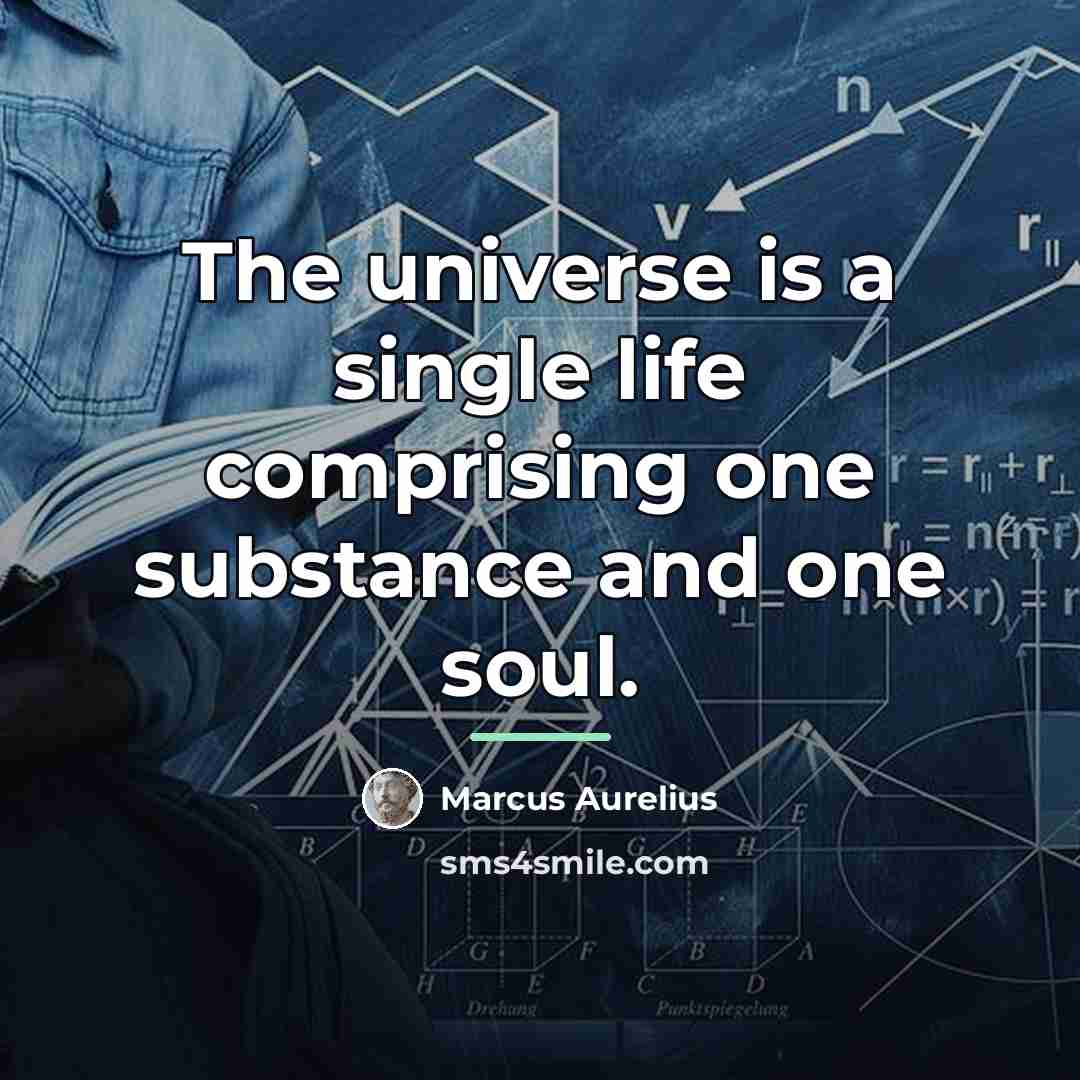 “The universe is a single life comprising one substance and…” quote by Marcus Aurelius