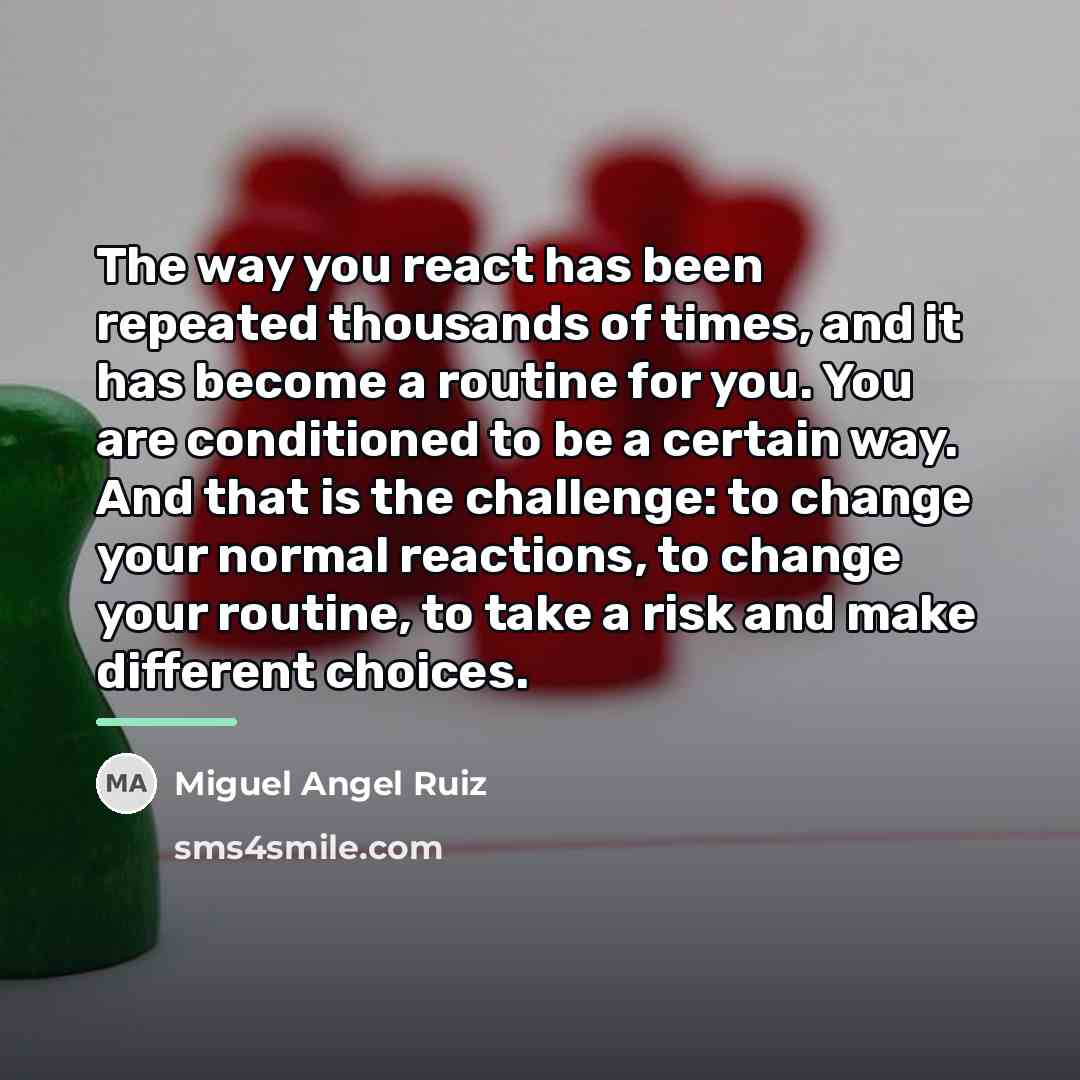 “The way you react has been repeated thousands of times,…” quote by Miguel Angel Ruiz