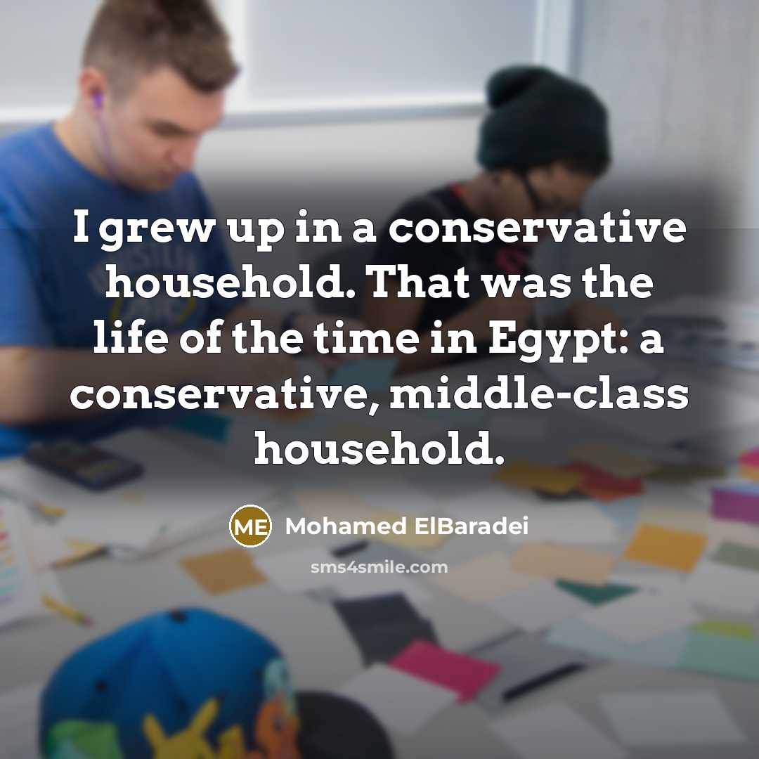 “I grew up in a conservative household. That was the…” quote by Mohamed ElBaradei