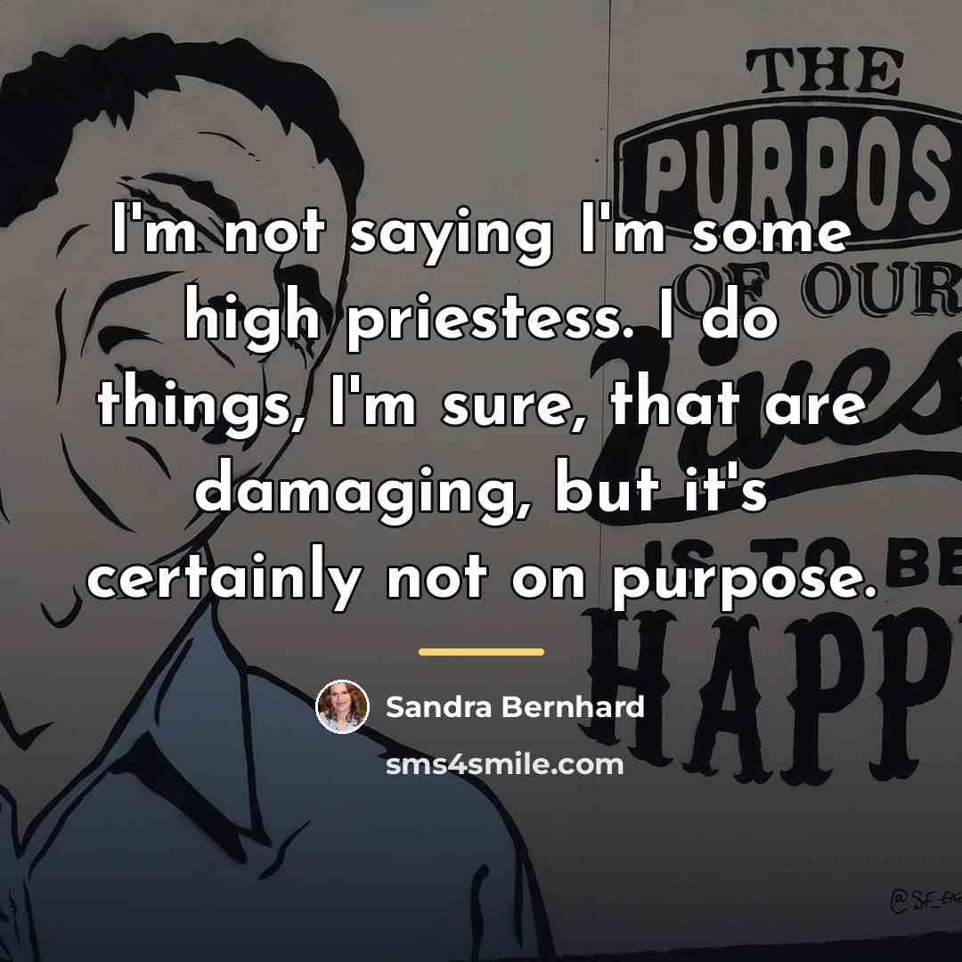“I'm not saying I'm some high priestess. I do things,…” quote by Sandra Bernhard