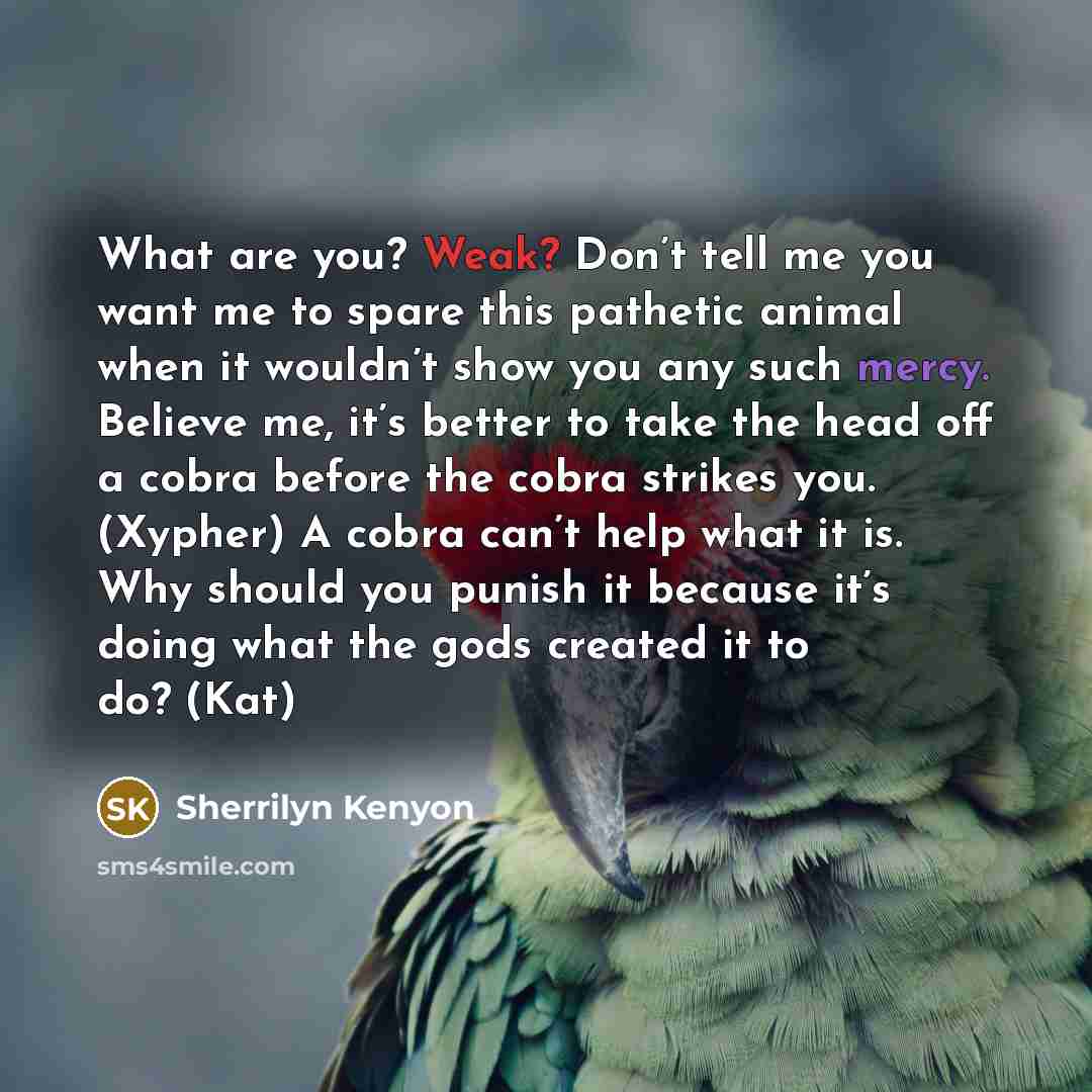 “What are you? Weak? Don’t tell me you want me…” quote by Sherrilyn Kenyon