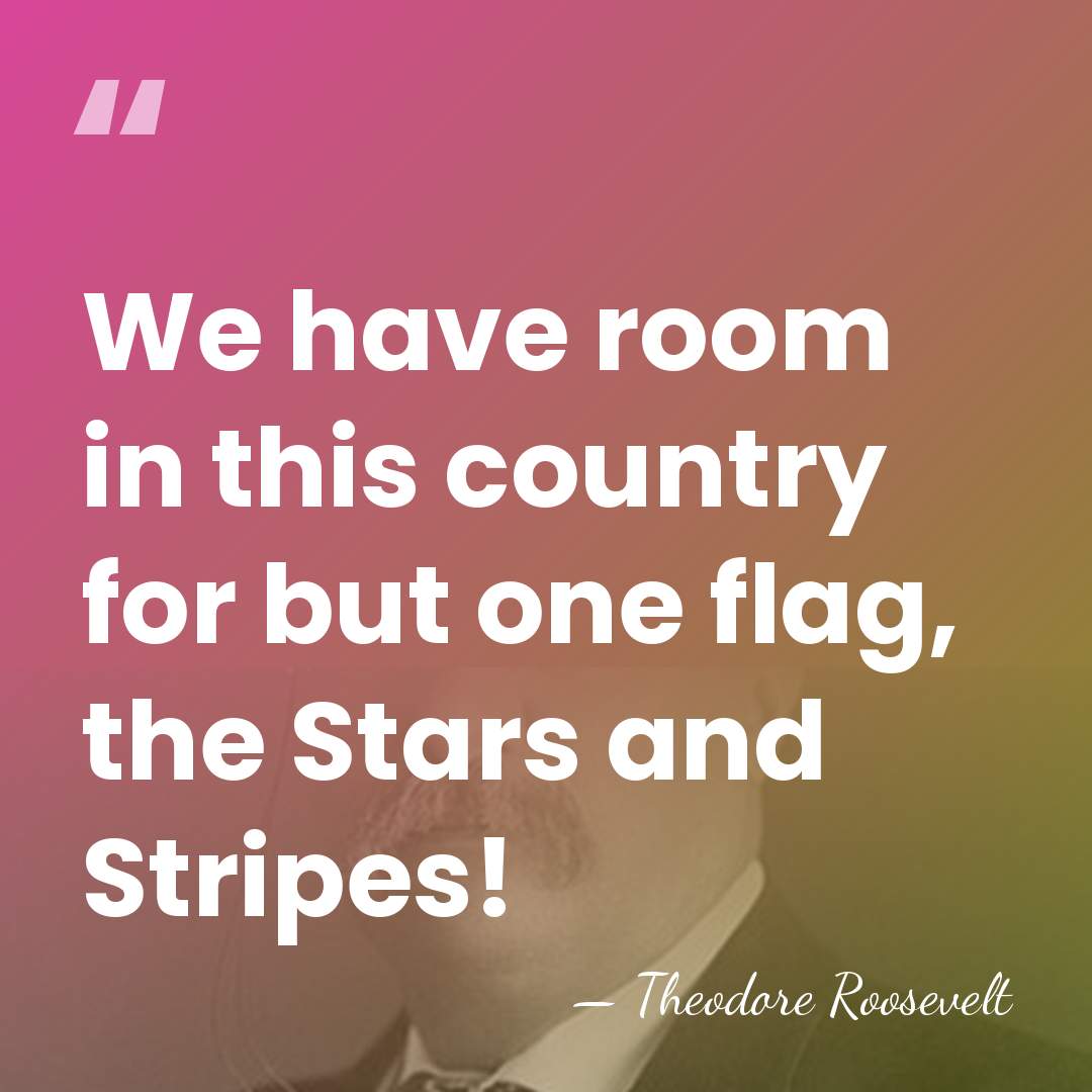 We have room in this country for but one flag, the Stars&hellip; - Theodore Roosevelt