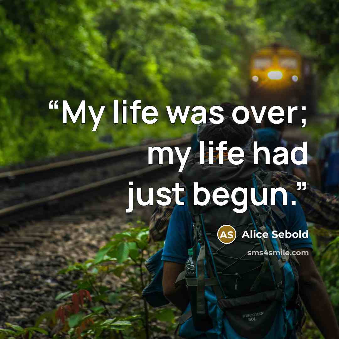 “My life was over; my life had just begun.” quote by Alice Sebold