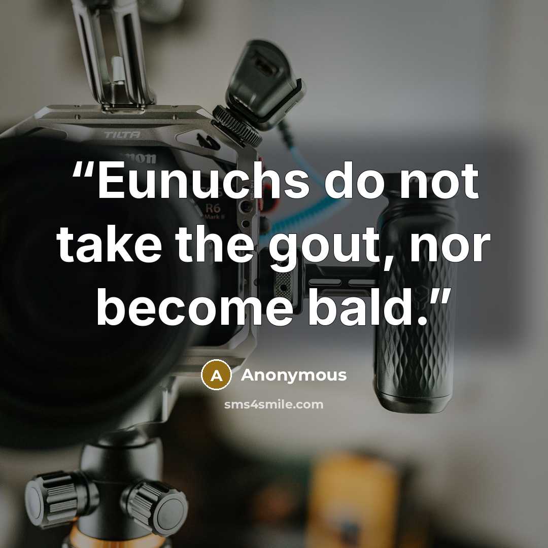 “Eunuchs do not take the gout, nor become bald.” quote by Anonymous