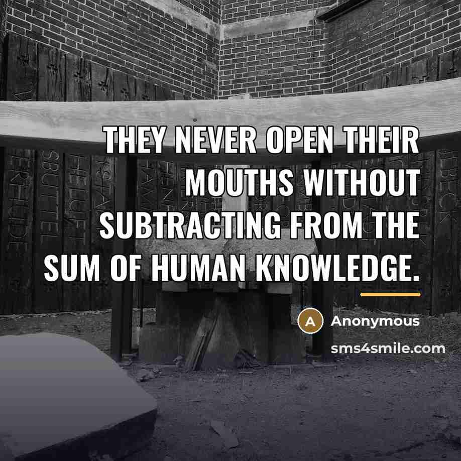 “They never open their mouths without subtracting from the sum…” quote by Anonymous