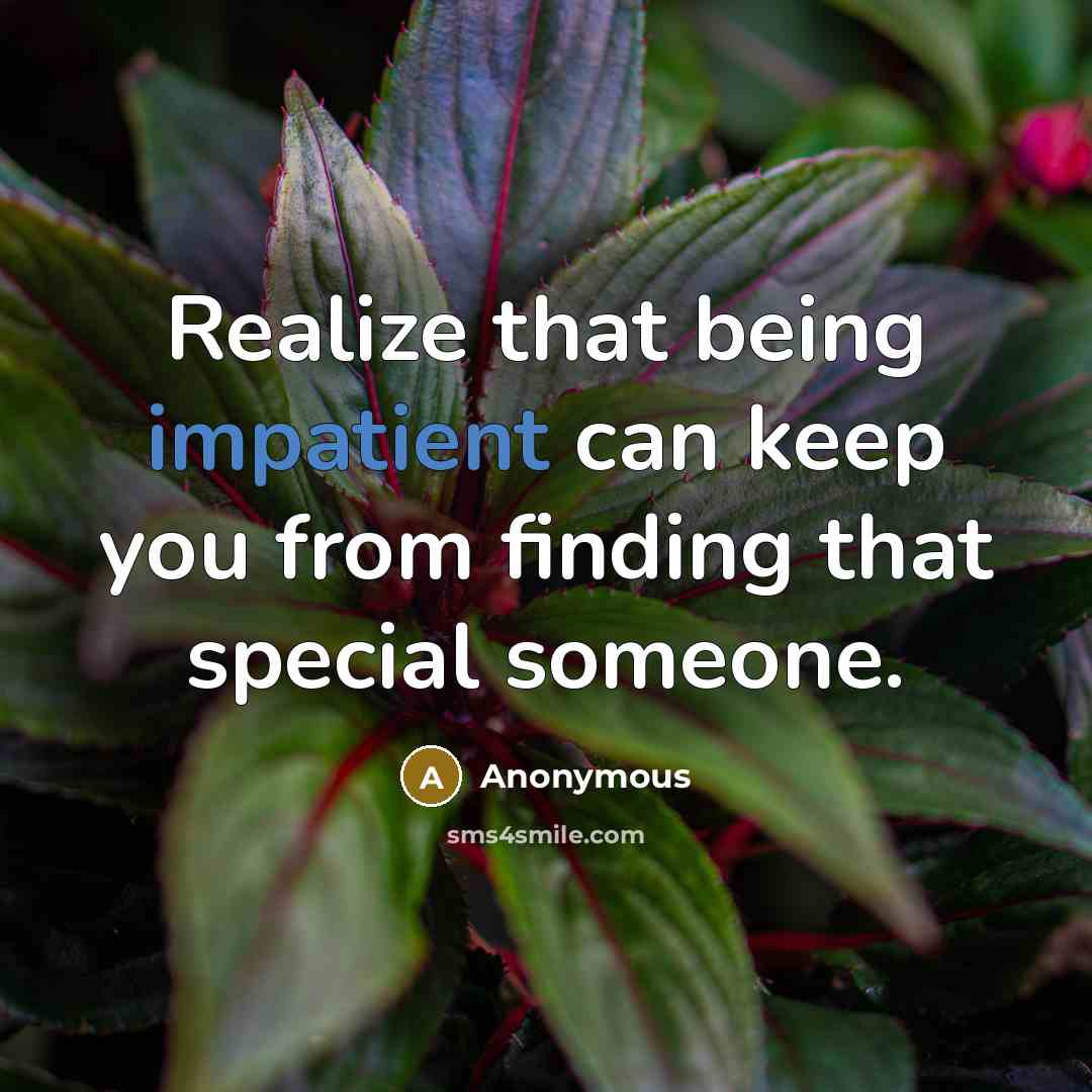 “Realize that being impatient can keep you from finding that special someone.” quote by Anonymous