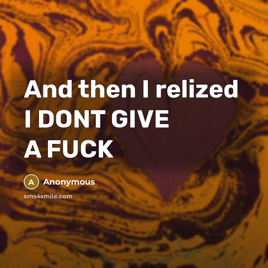 “And then I relized I DONT GIVE A FUCK…” quote by Anonymous