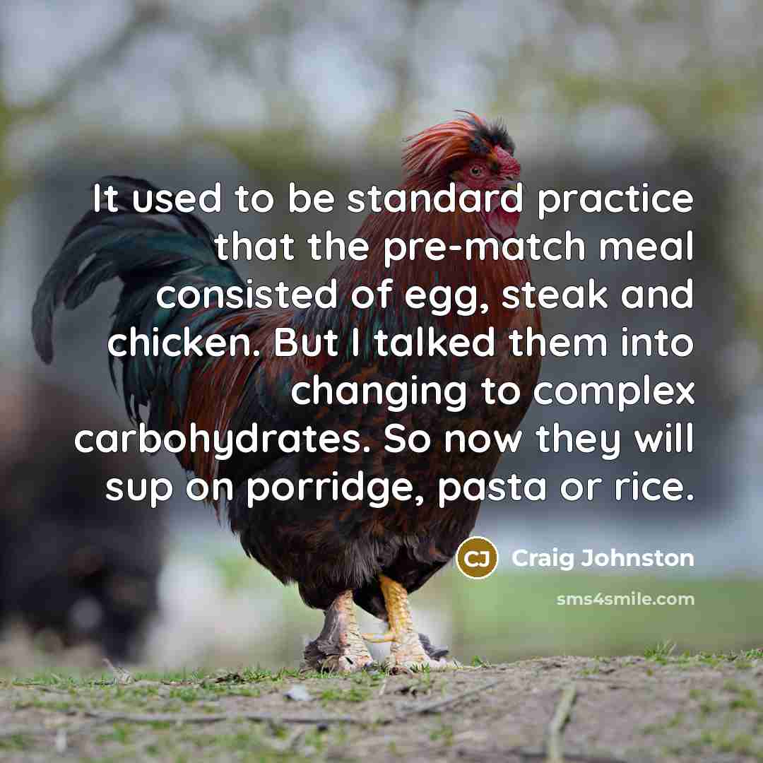 “It used to be standard practice that the pre-match meal…” quote by Craig Johnston