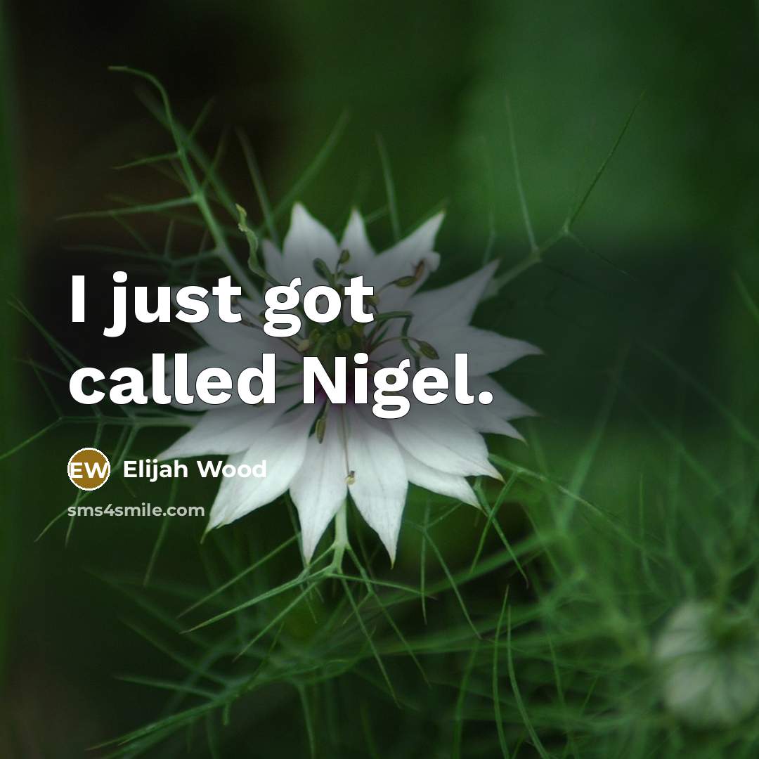 “I just got called Nigel.” quote by Elijah Wood