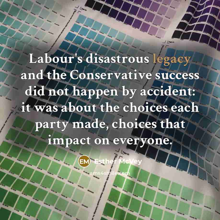 “Labour's disastrous legacy and the Conservative success did not happen…” quote by Esther McVey